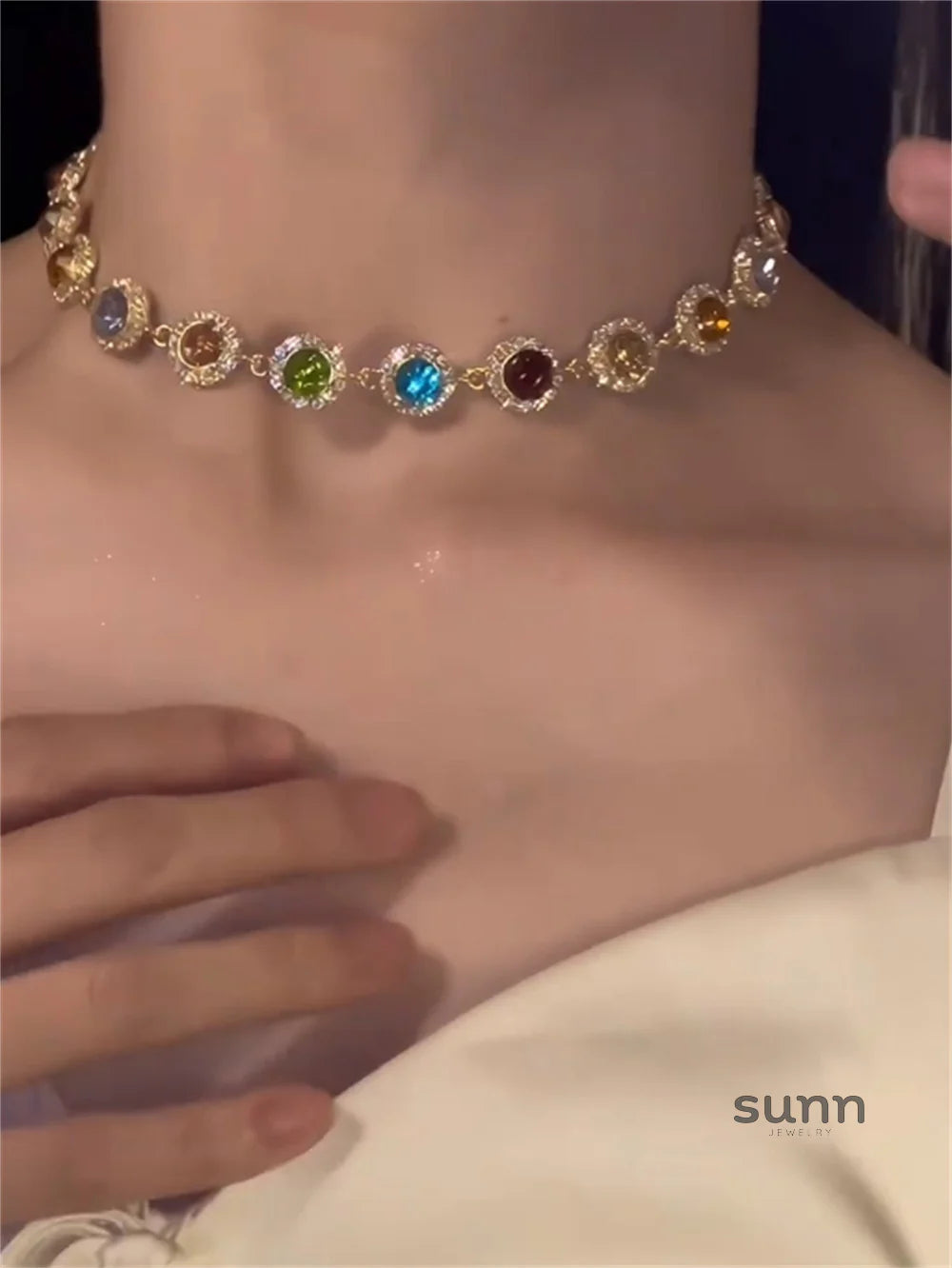 Teyanna Colorful Zircon Choker Necklace