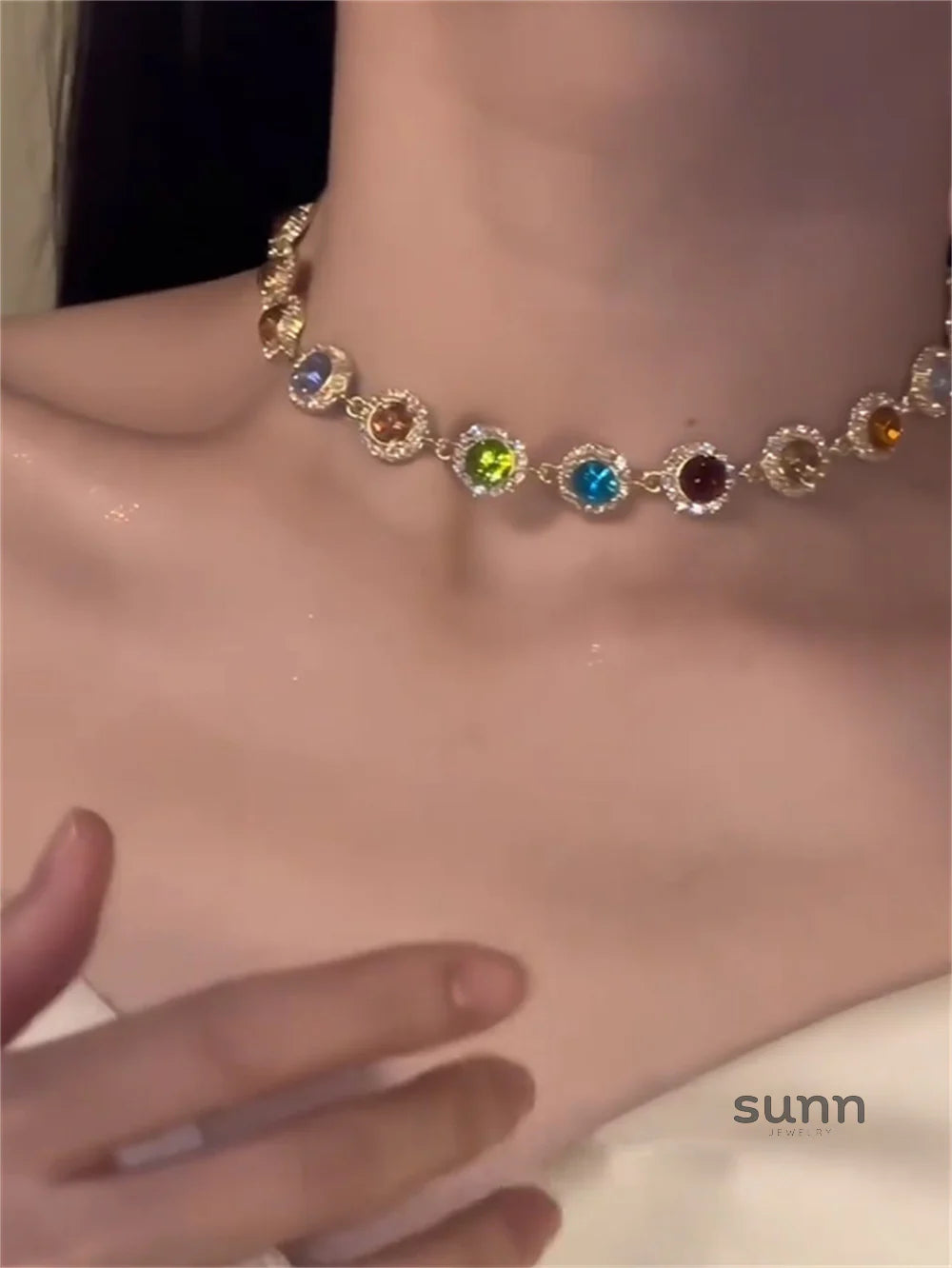 Teyanna Colorful Zircon Choker Necklace