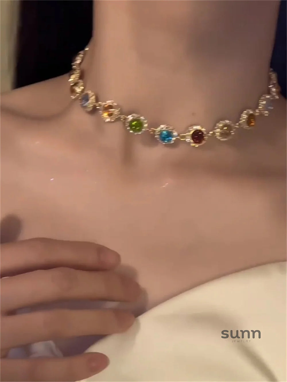 Teyanna Colorful Zircon Choker Necklace