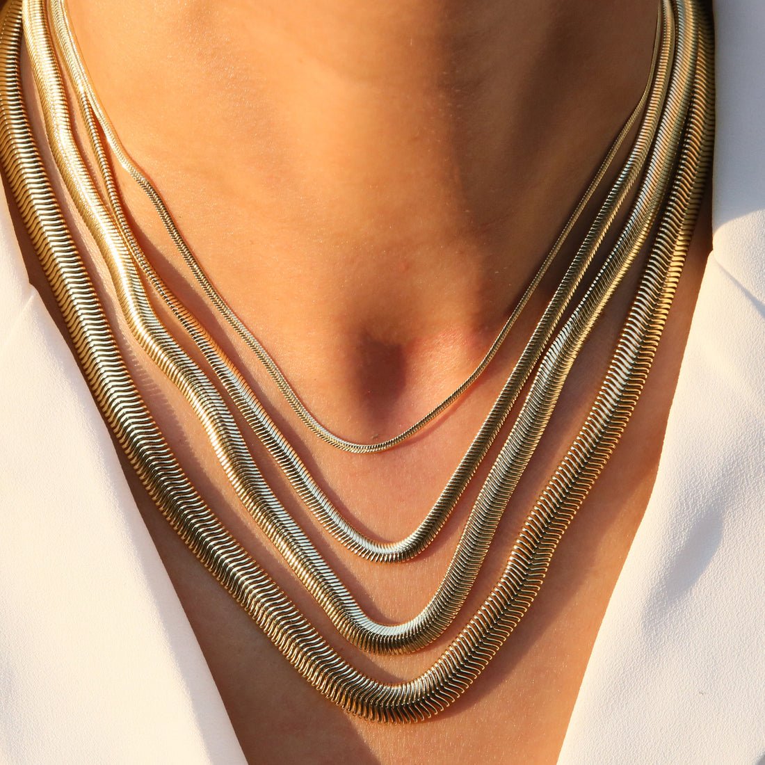 Teylie Gold Flat Chain Necklace [K1T929RT]