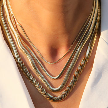 Teylie Gold Flat Chain Necklace [K1T929RT]