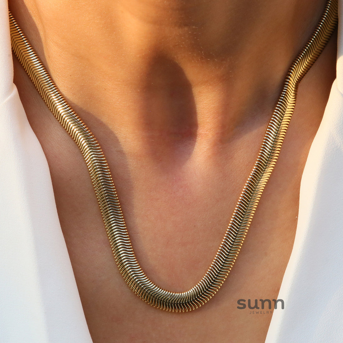 Teylie Gold Flat Chain Necklace [K1T929RT]
