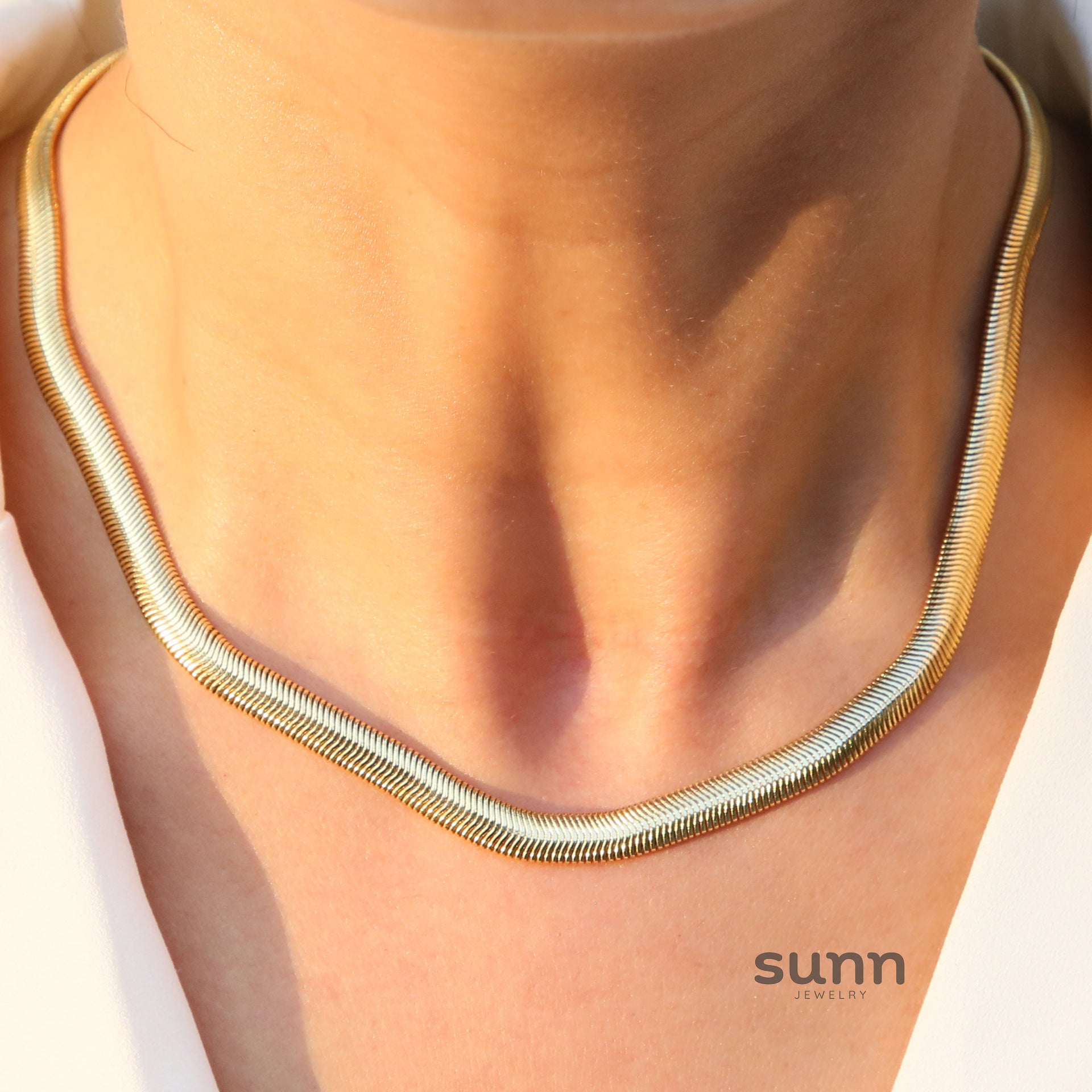 Teylie Gold Flat Chain Necklace [CUVRFVQF]