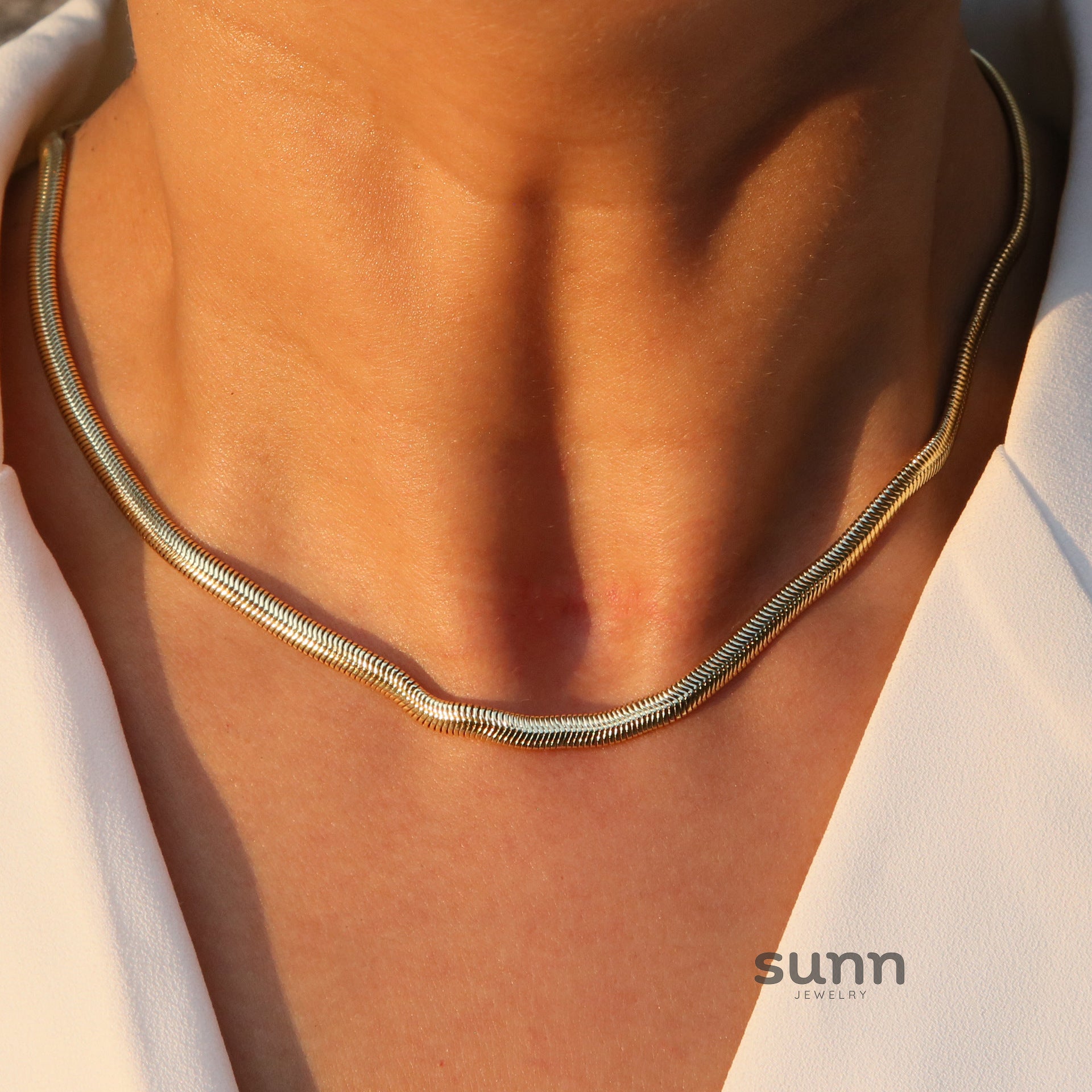 Teylie Gold Flat Chain Necklace [Q5GOSE5B]
