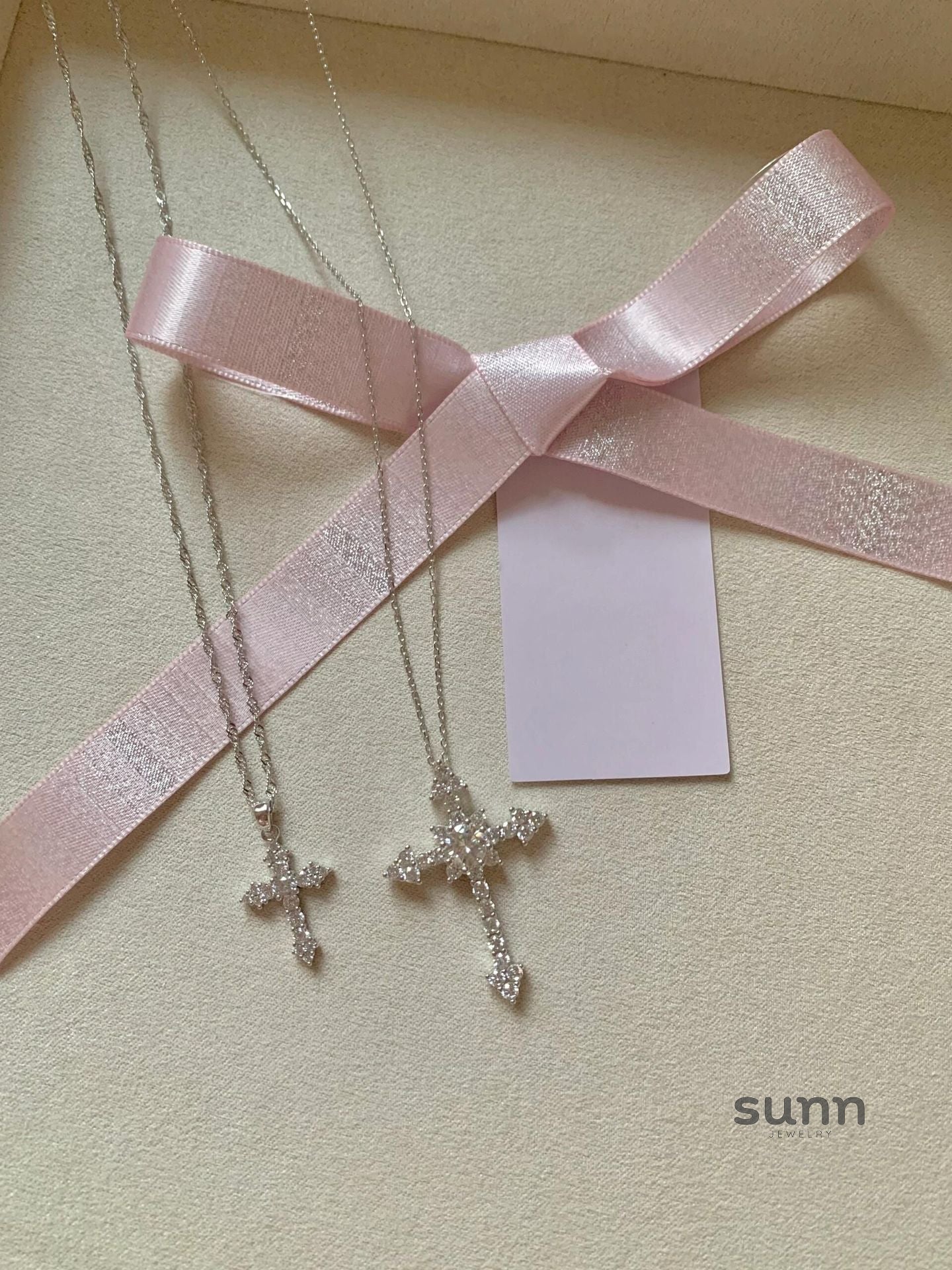 Thais Sterling Silver Diamond Cross Necklace [JISMXC01]