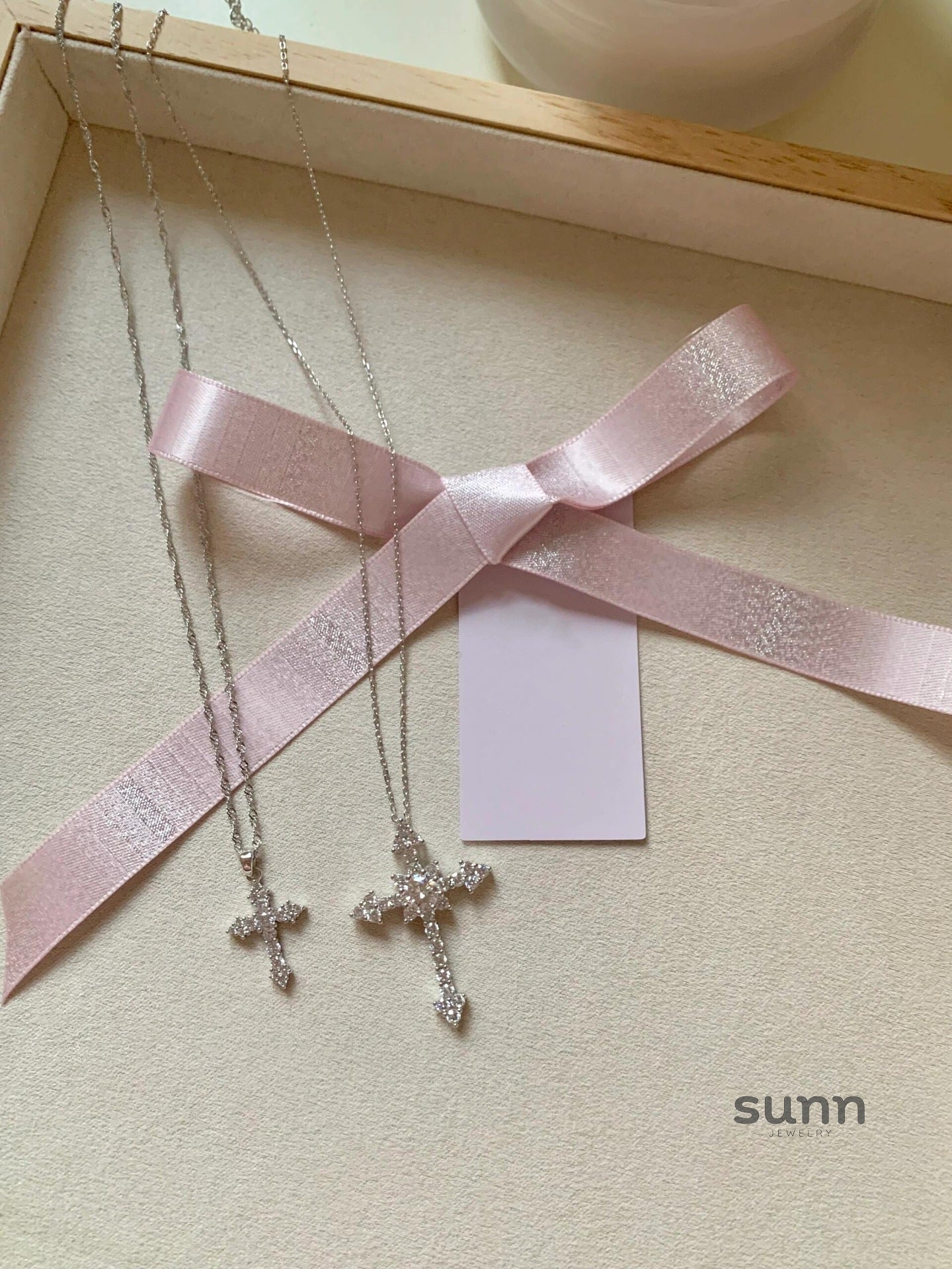 Thais Sterling Silver Diamond Cross Necklace [0J924AY5]
