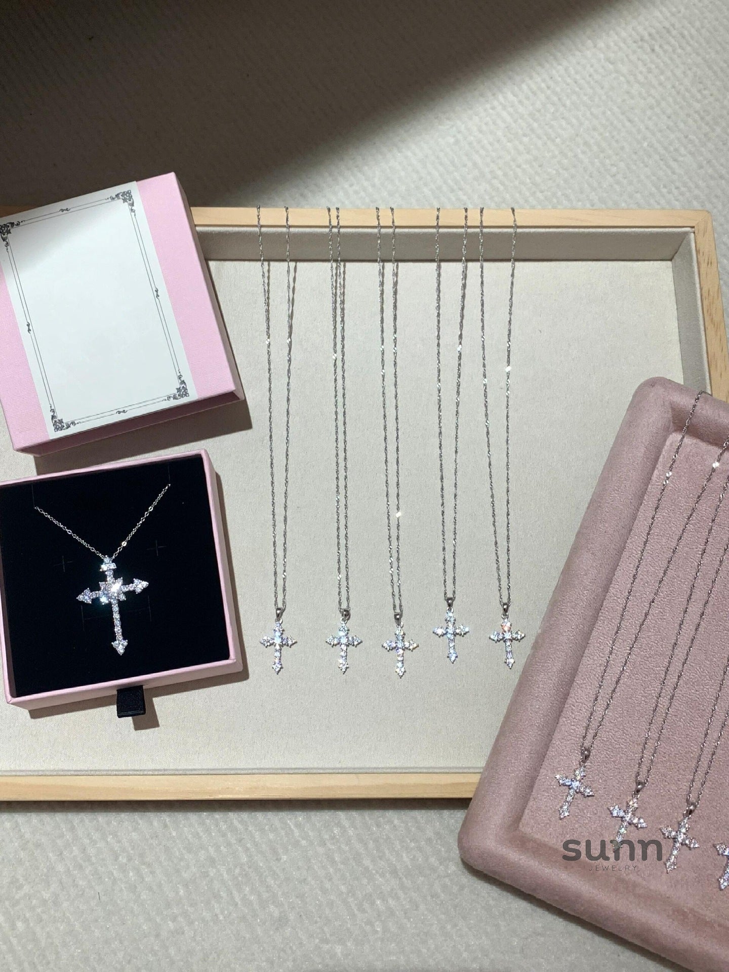 Thais Sterling Silver Diamond Cross Necklace [PUYJB2JV]