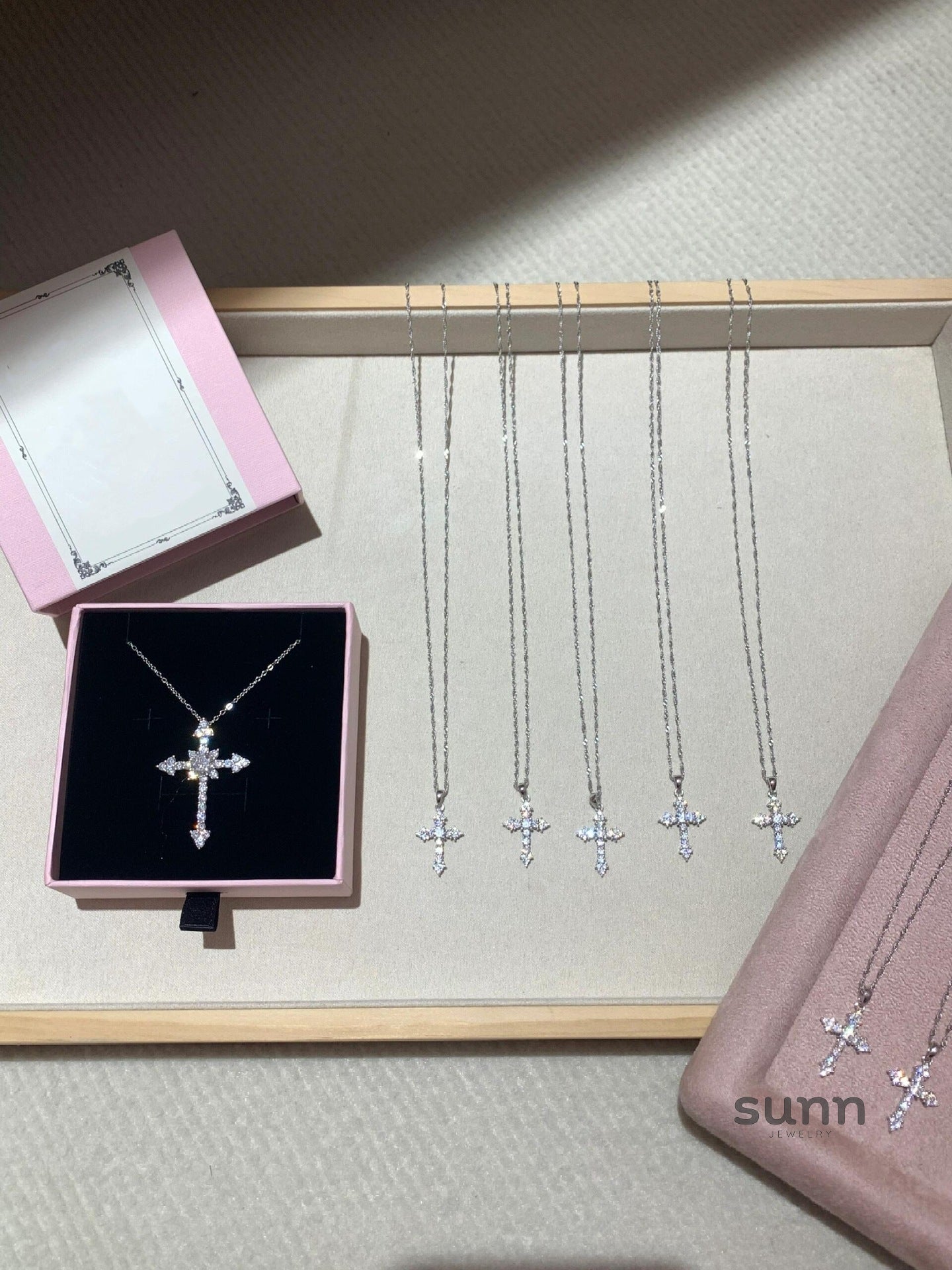 Thais Sterling Silver Diamond Cross Necklace [NVUZ2NWD]