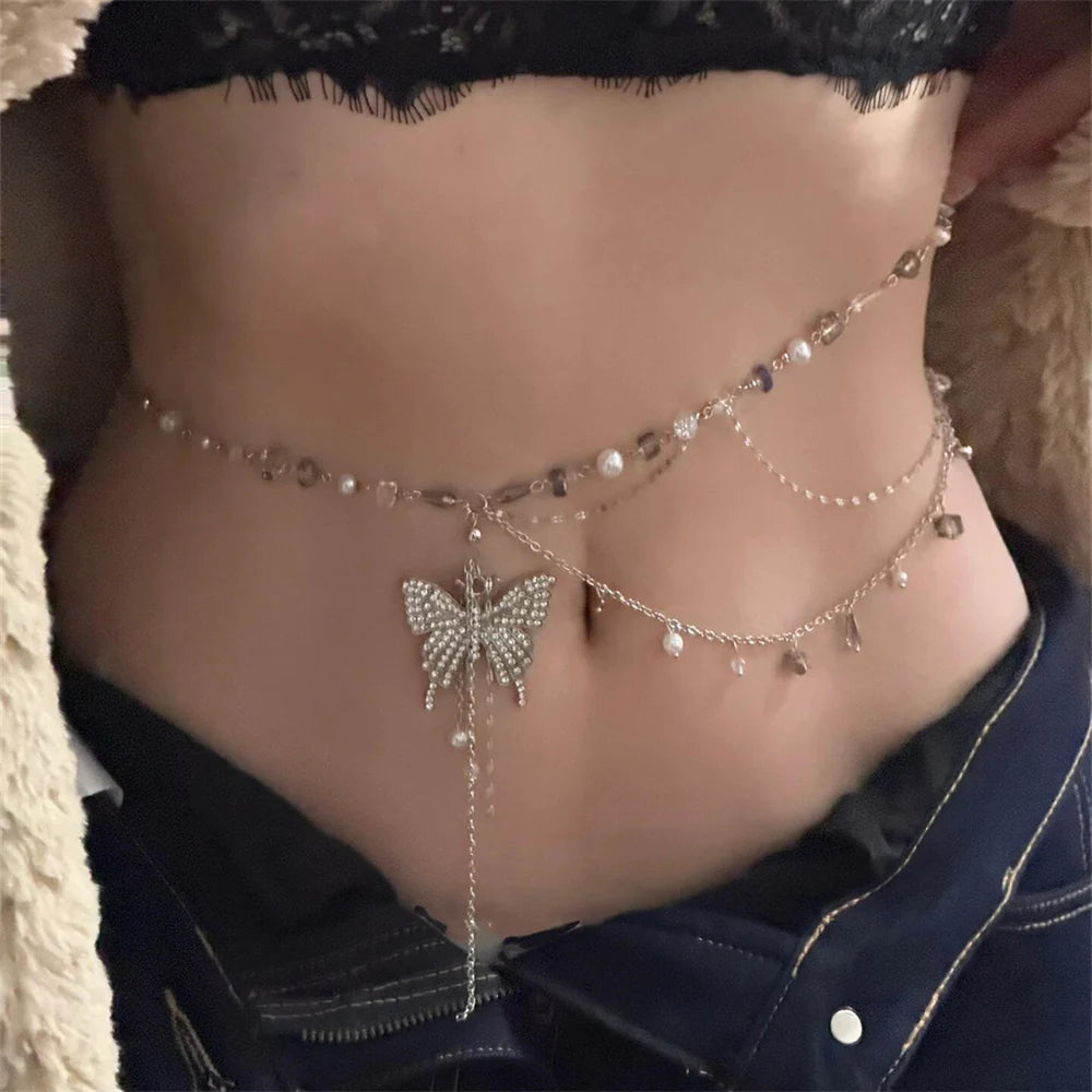 Theodora Butterfly Pearl Layered Necklace