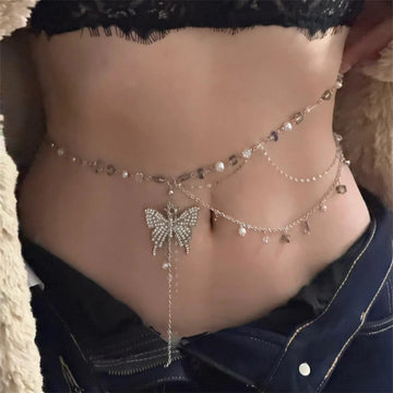 Theodora Butterfly Pearl Layered Necklace
