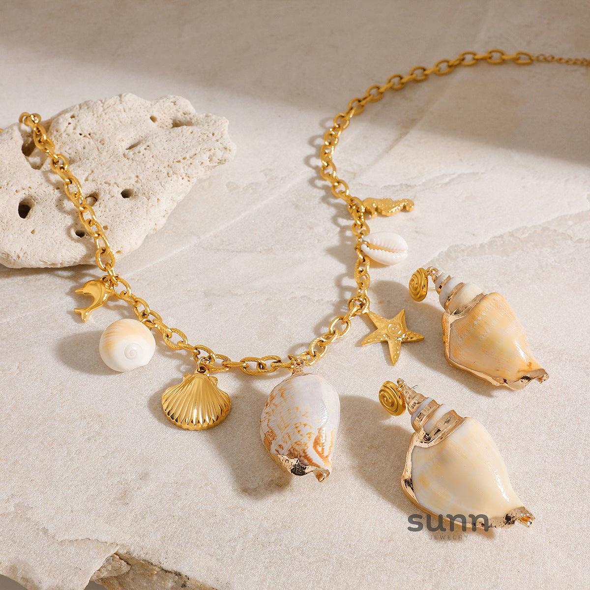 Theodora Shell Charm Jewelry Set [O7JYK1S3]