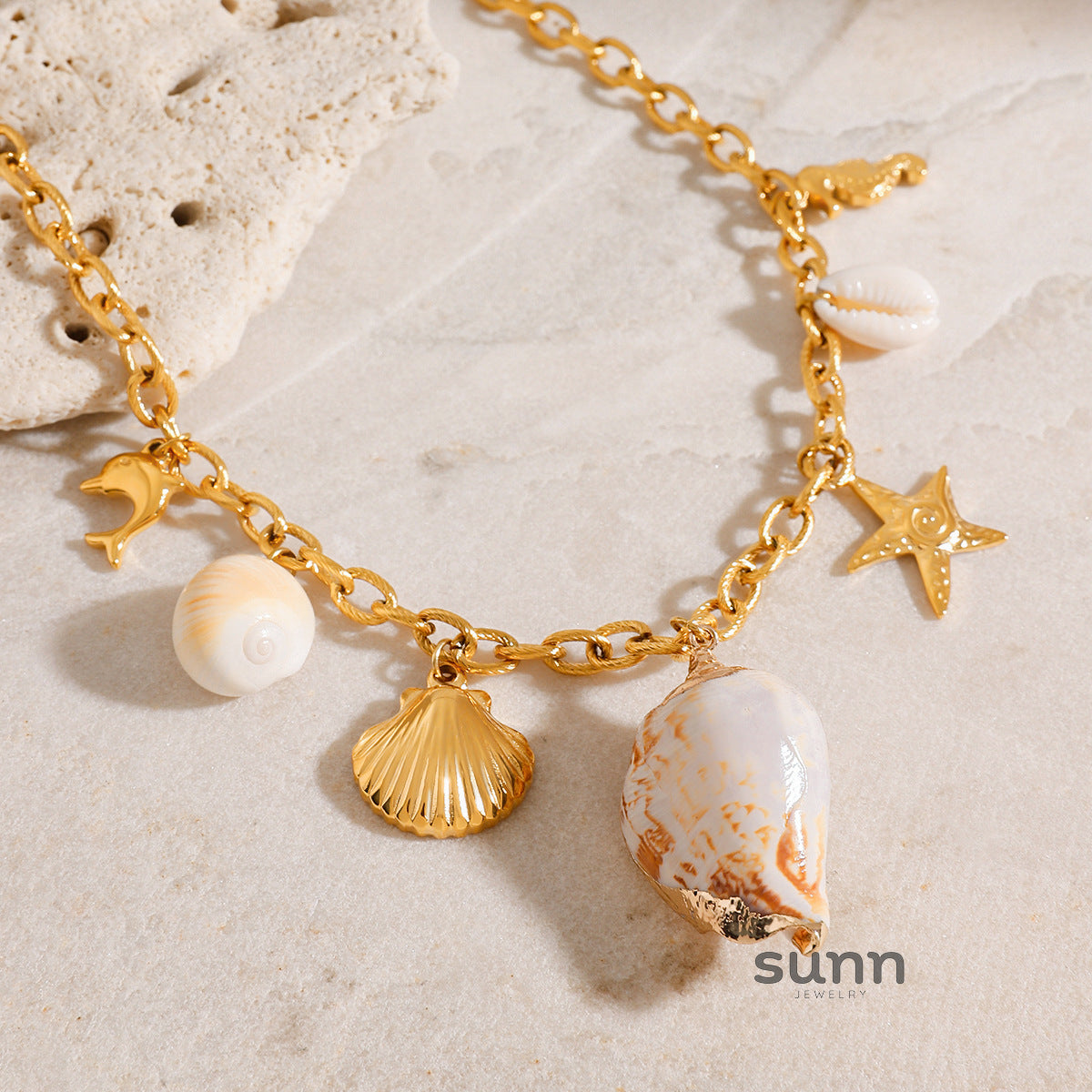Theodora Shell Charm Jewelry Set [VWJB78RH]