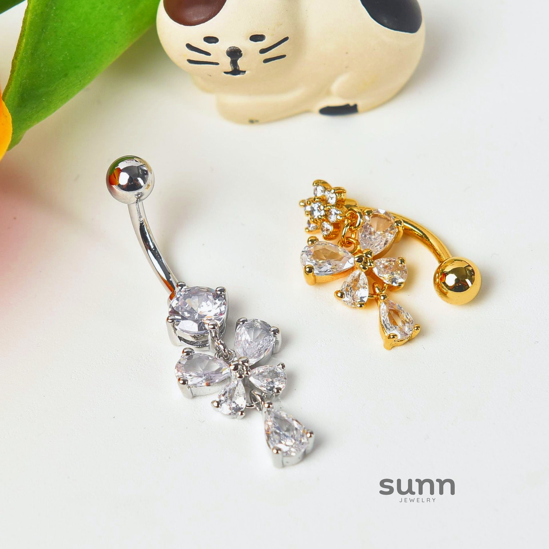 Therese Butterfly Teardrop Navel Ring [F4UWRYS4]