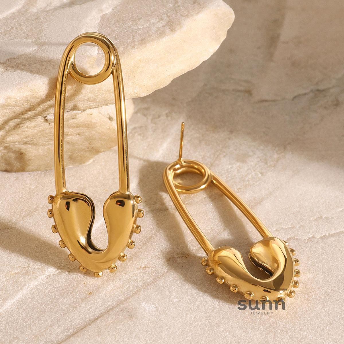 Tianna Gold Pin Heart Earrings [SZYMCTXF]