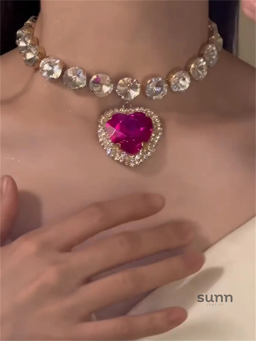 Tinley Pink Crystal Choker