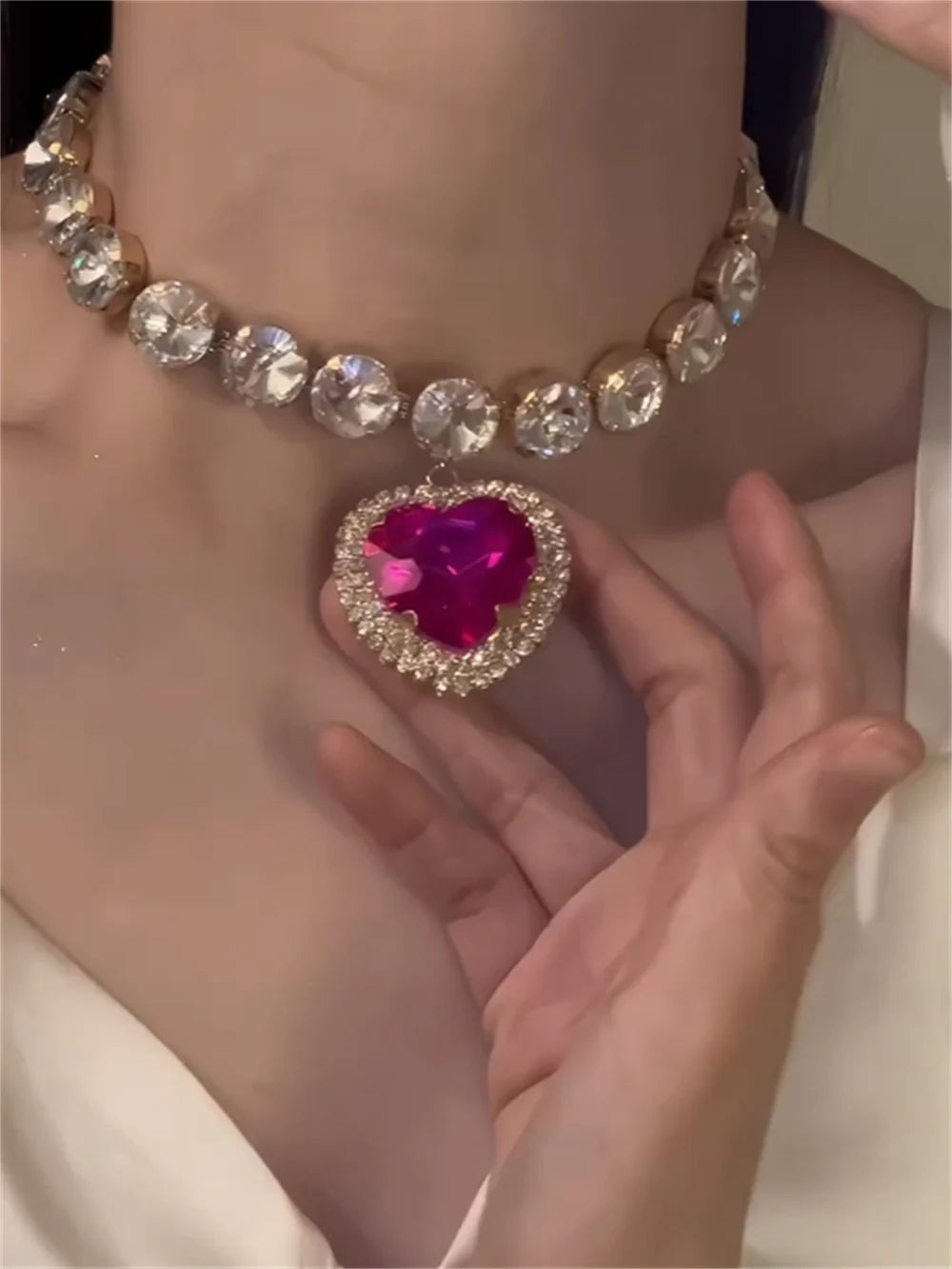 Tinley Pink Crystal Choker