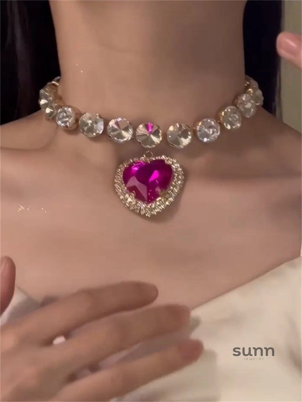 Tinley Pink Crystal Choker