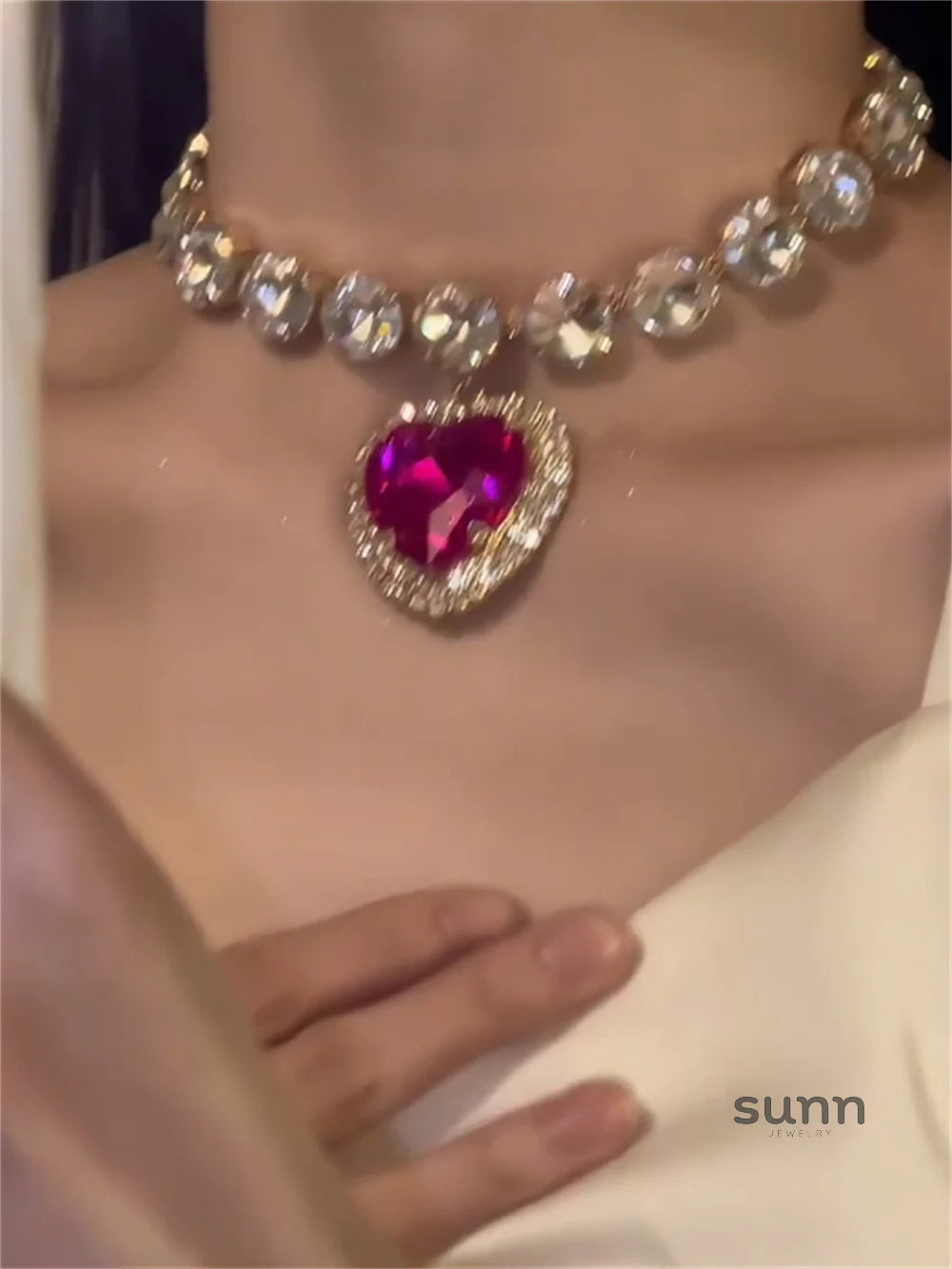 Tinley Pink Crystal Choker
