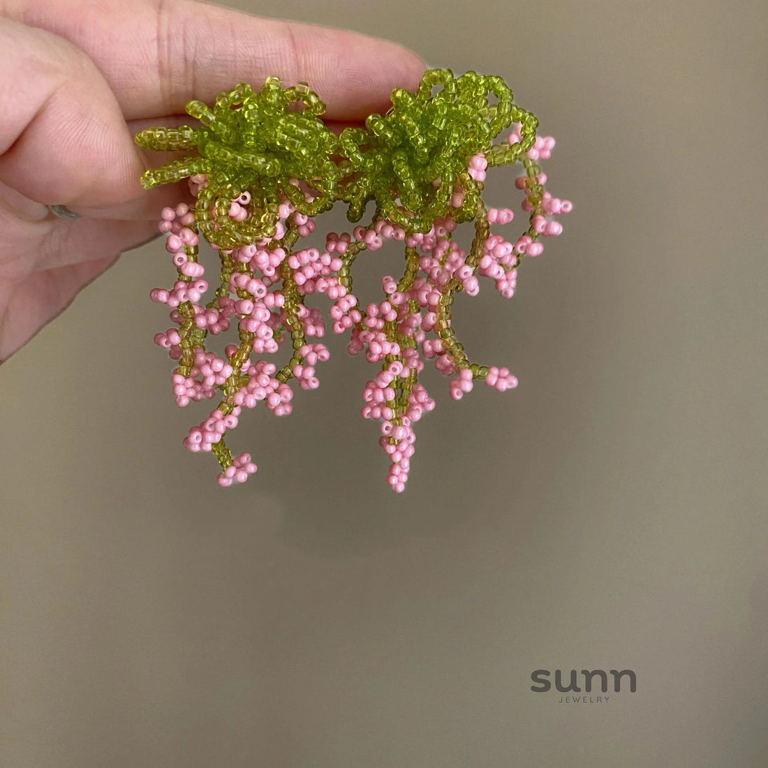 Tinslee Pink Beaded Drop Earrings