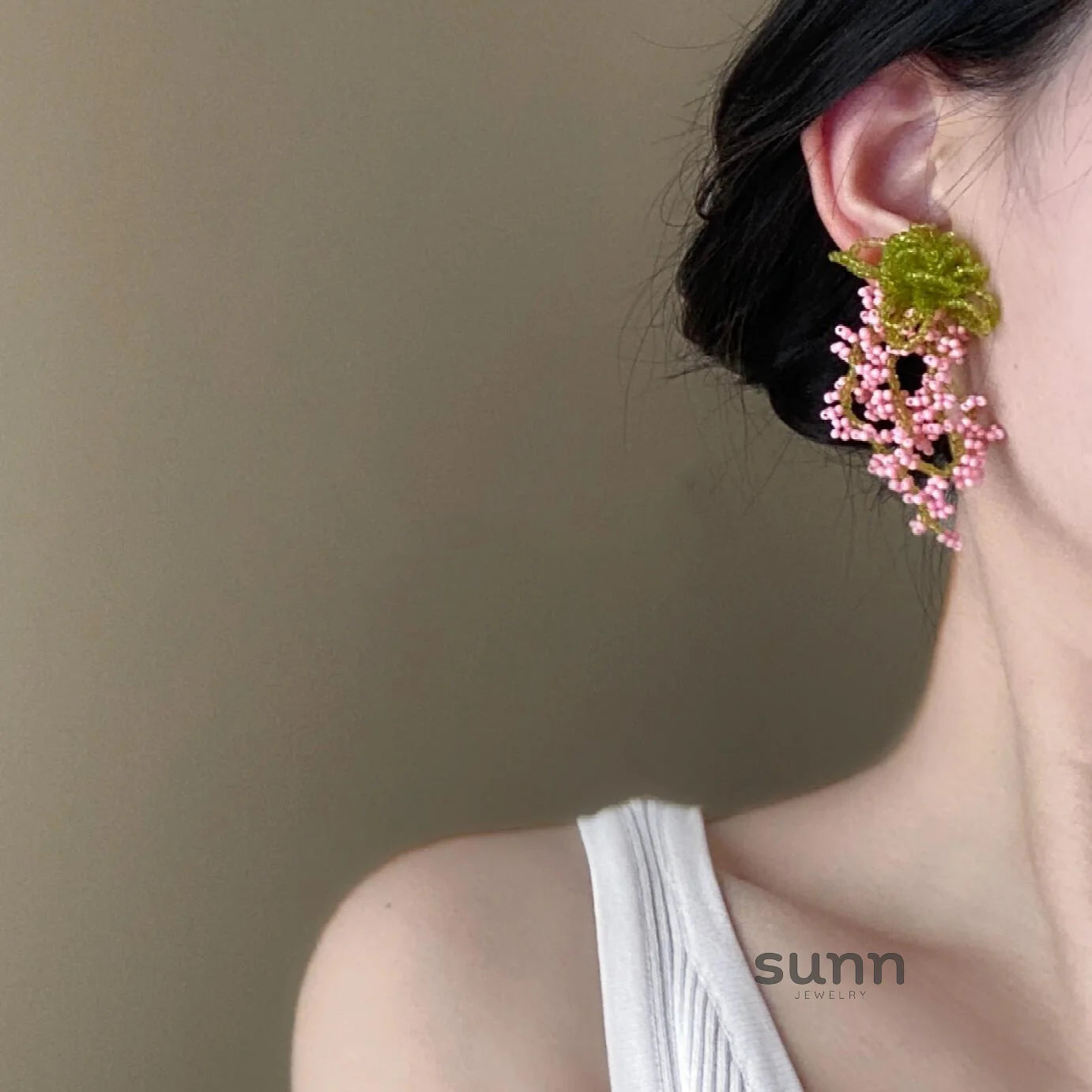 Tinslee Pink Beaded Drop Earrings