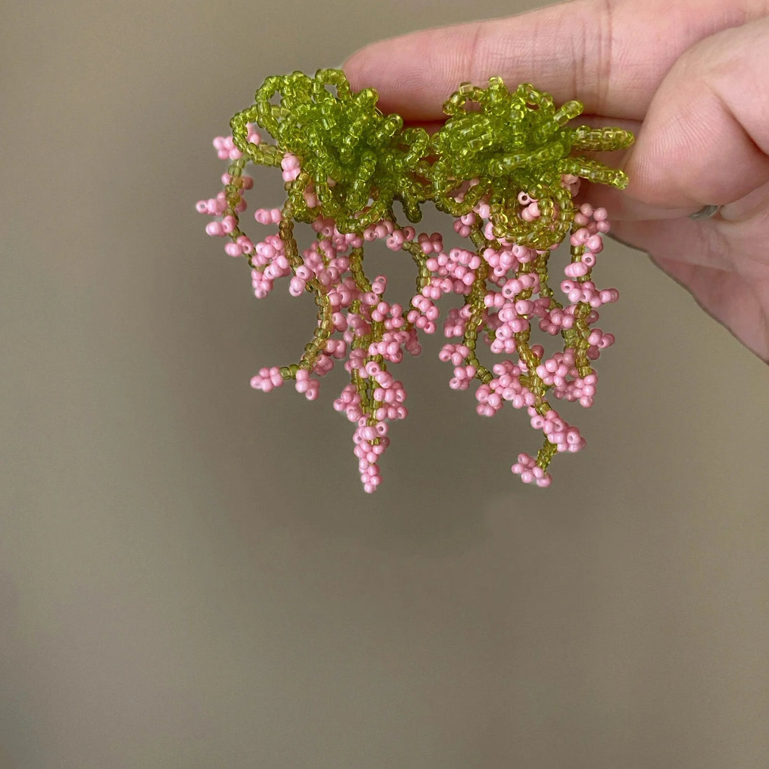 Tinslee Pink Beaded Drop Earrings