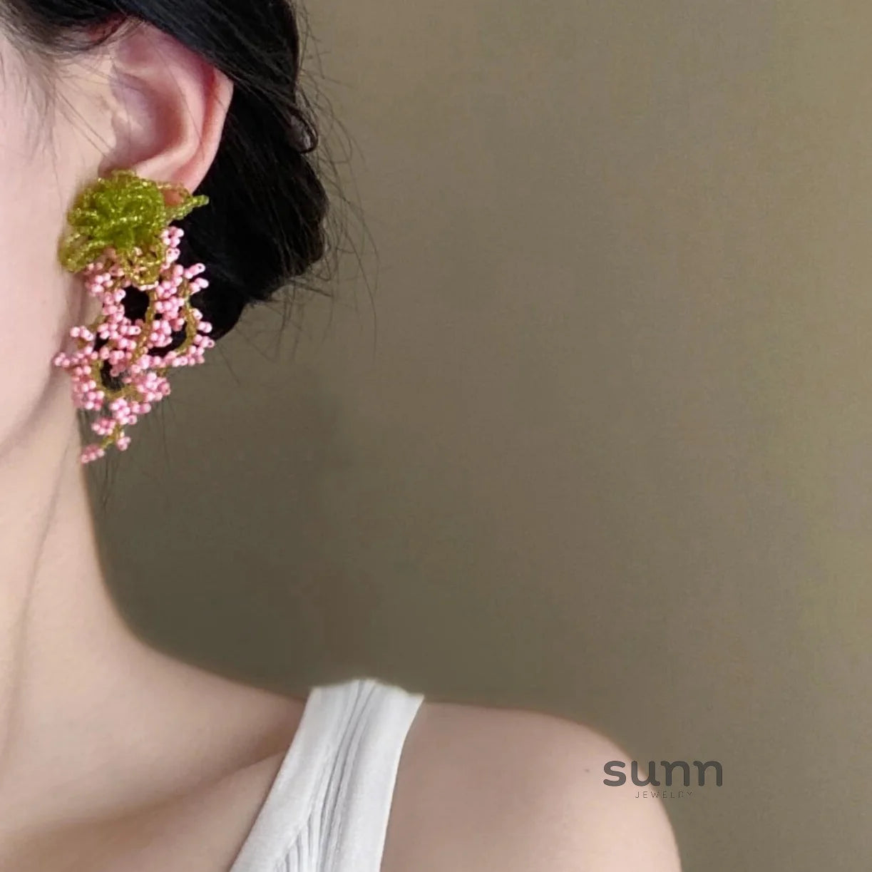 Tinslee Pink Beaded Drop Earrings