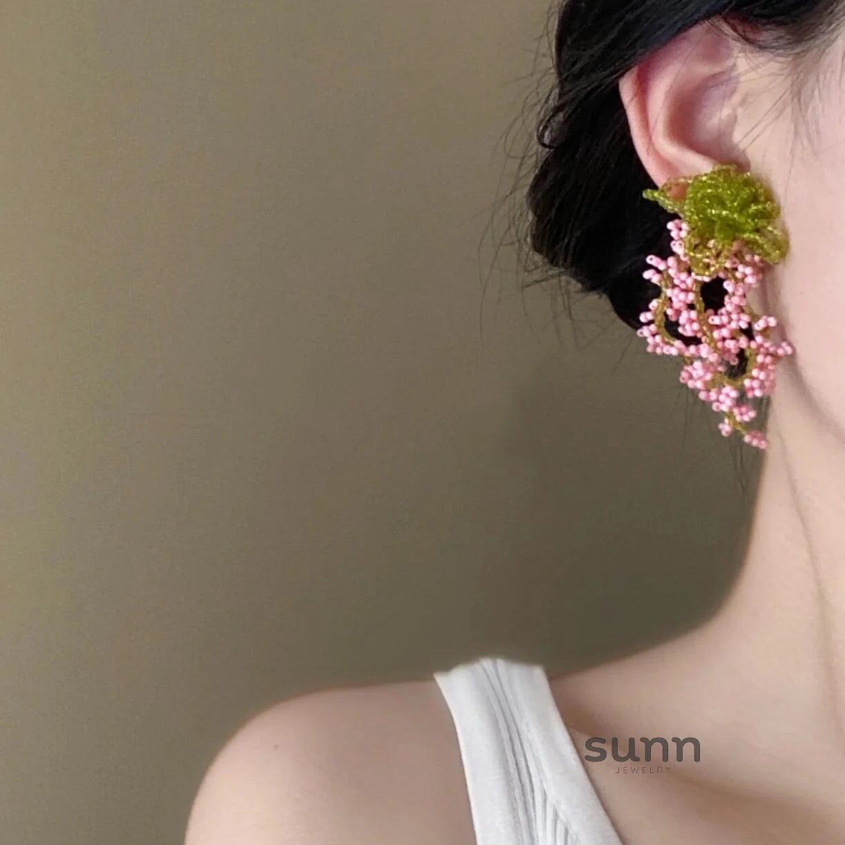 Tinslee Pink Beaded Drop Earrings