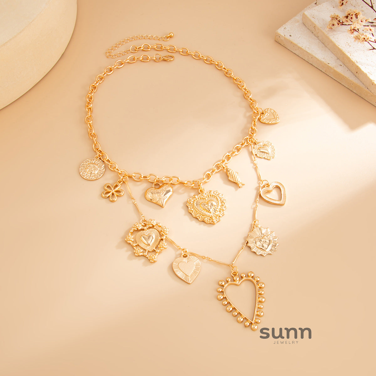 Toby Layered Heart Bloom Necklace [D5OXYZ8L]