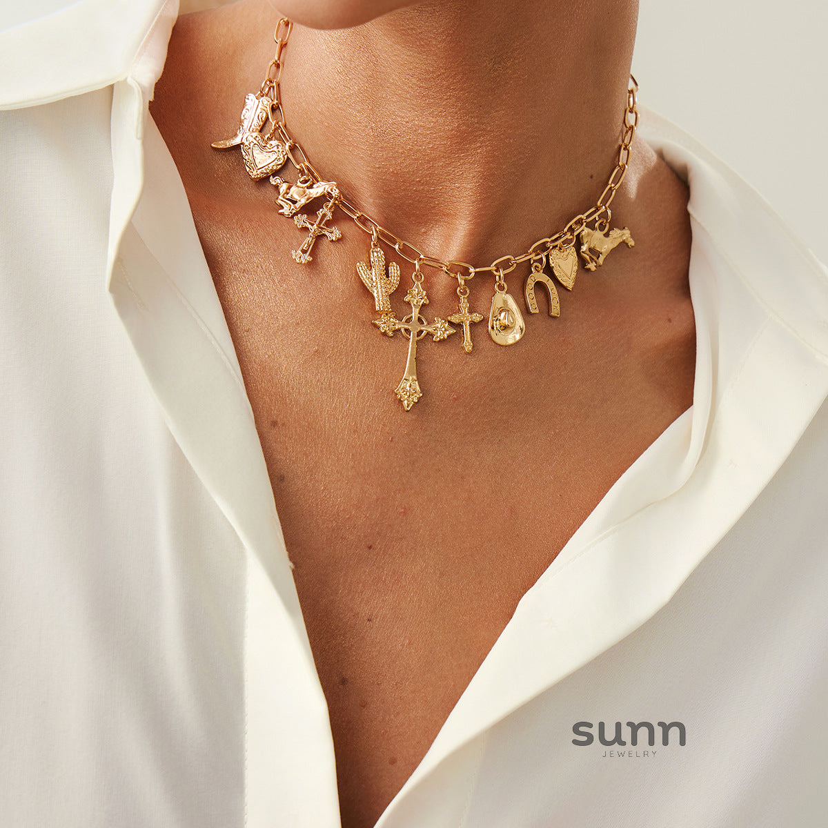 Toby Layered Heart Bloom Necklace [O1ROPEYR]