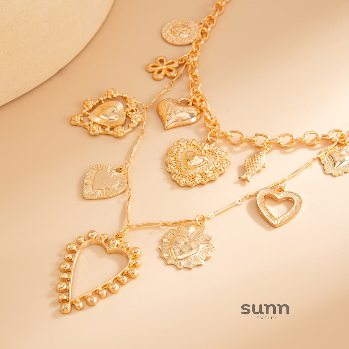Toby Layered Heart Bloom Necklace [JK3H2D5Z]