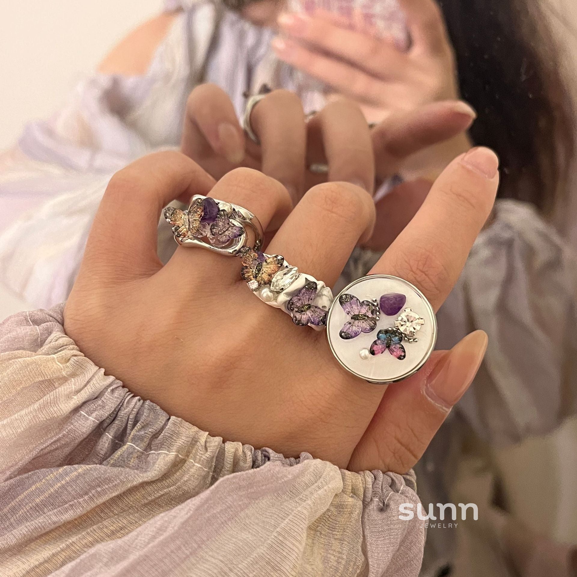 Tory Luminous Butterfly Open Ring [655ICHGJ]