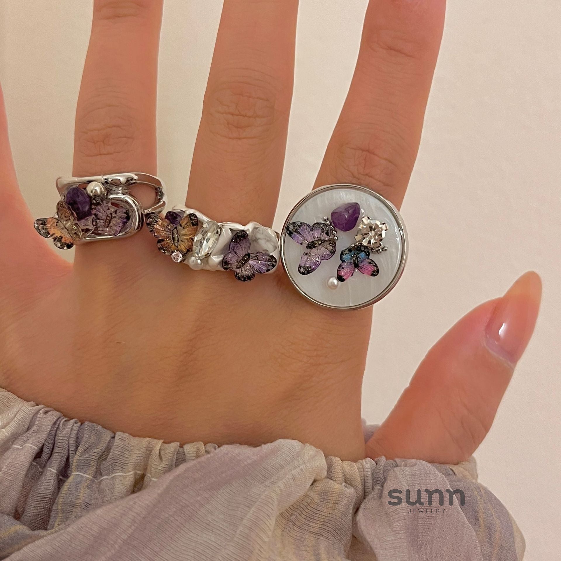 Tory Luminous Butterfly Open Ring [N17R7GWU]