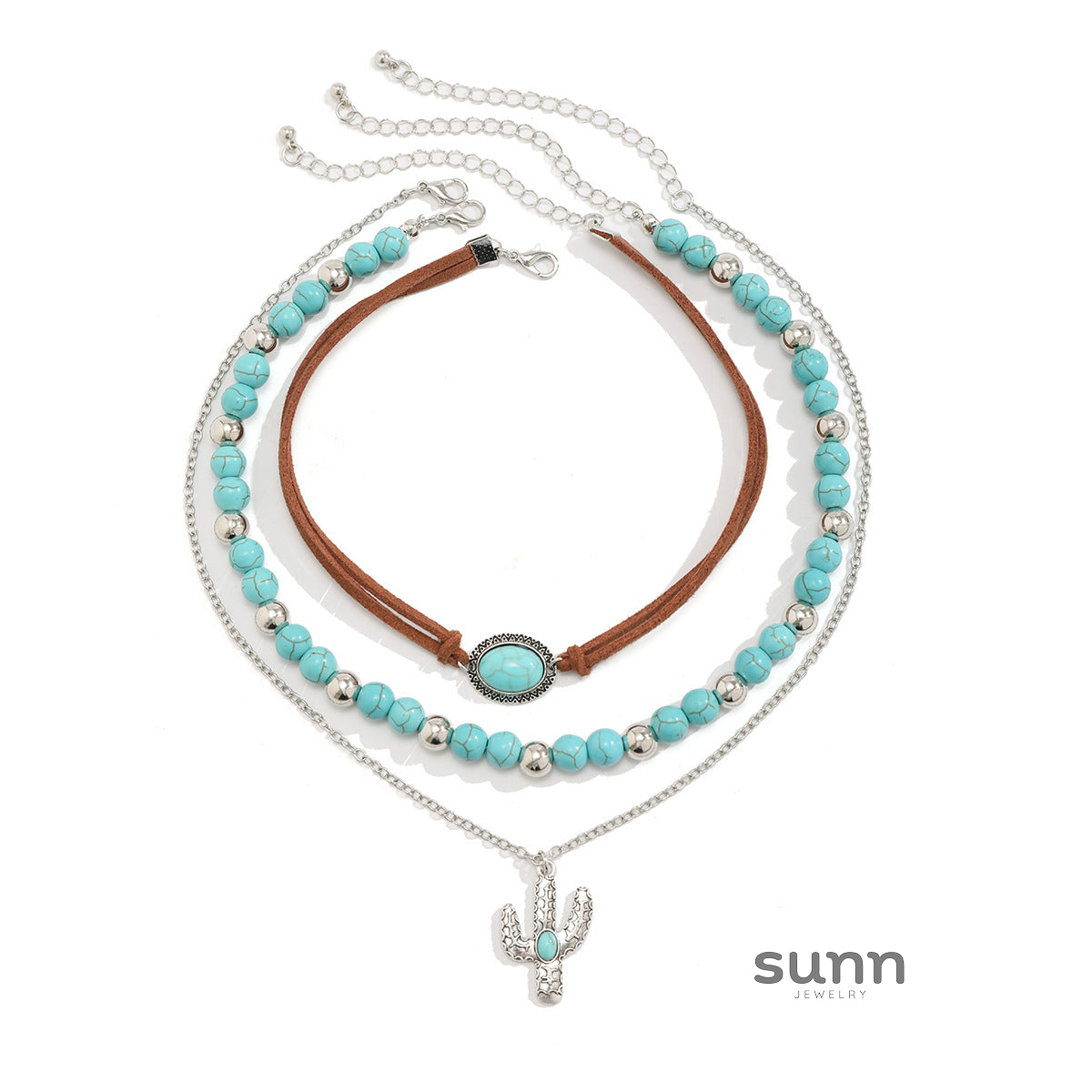 Tova Layered Cactus Necklace Set [KXCALPCZ]