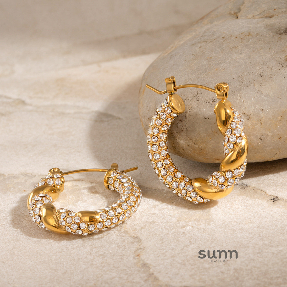 Tristen Rhinestone Hoop Earrings [N8Q5MDDL]