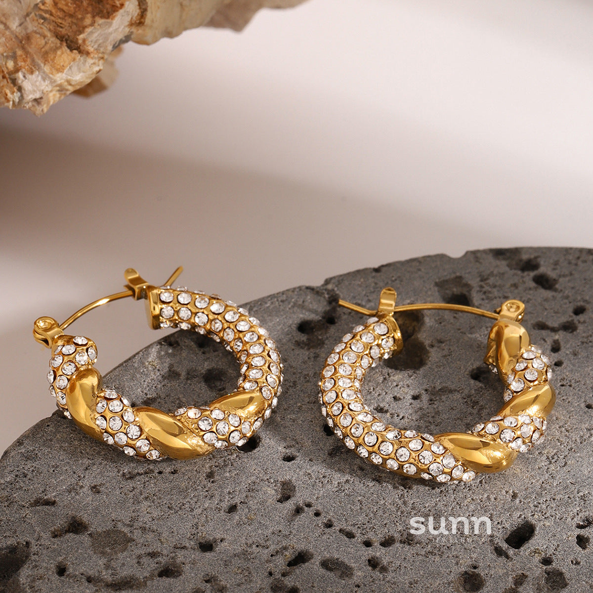 Tristen Rhinestone Hoop Earrings [XMCDT6QI]