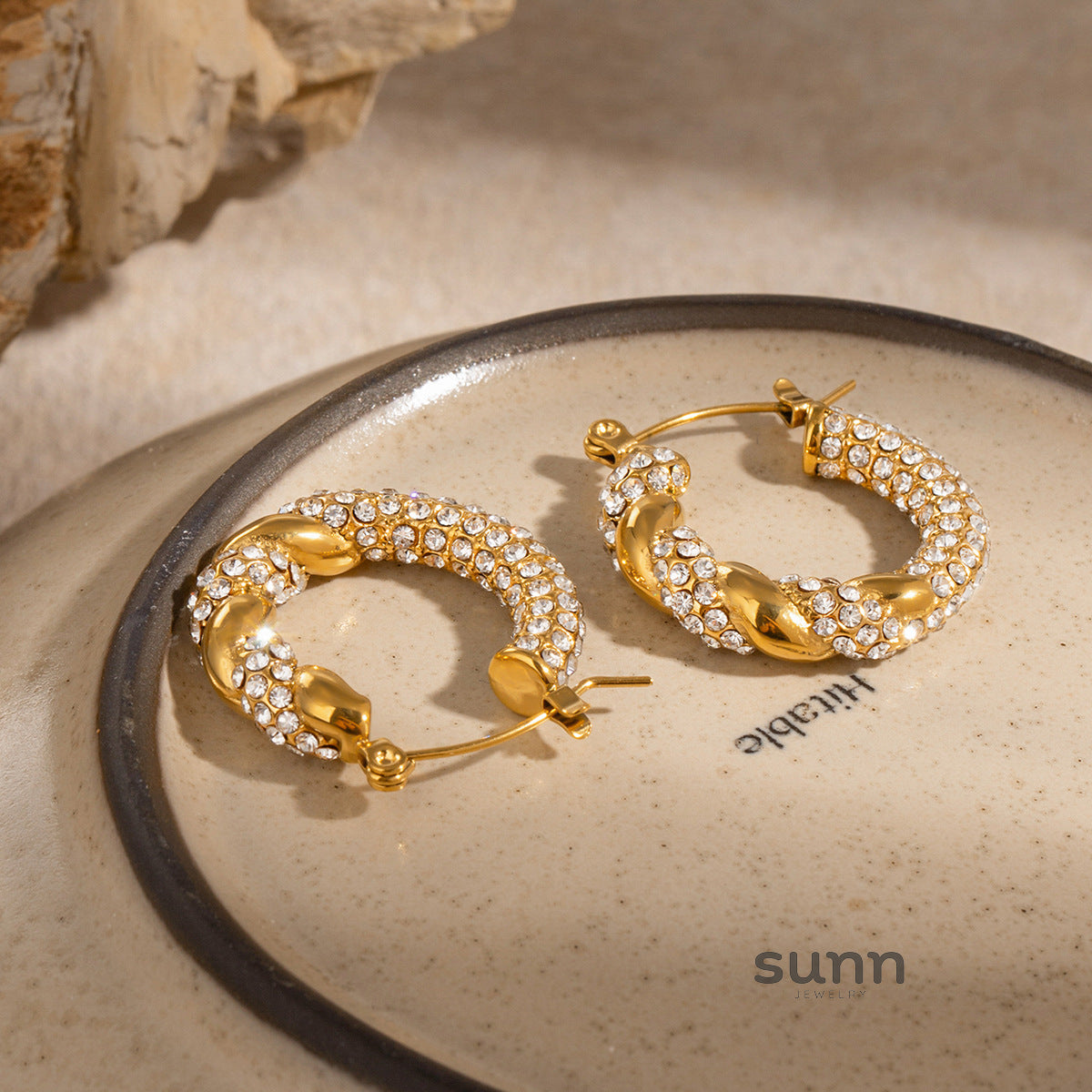 Tristen Rhinestone Hoop Earrings [KIZJR5NX]