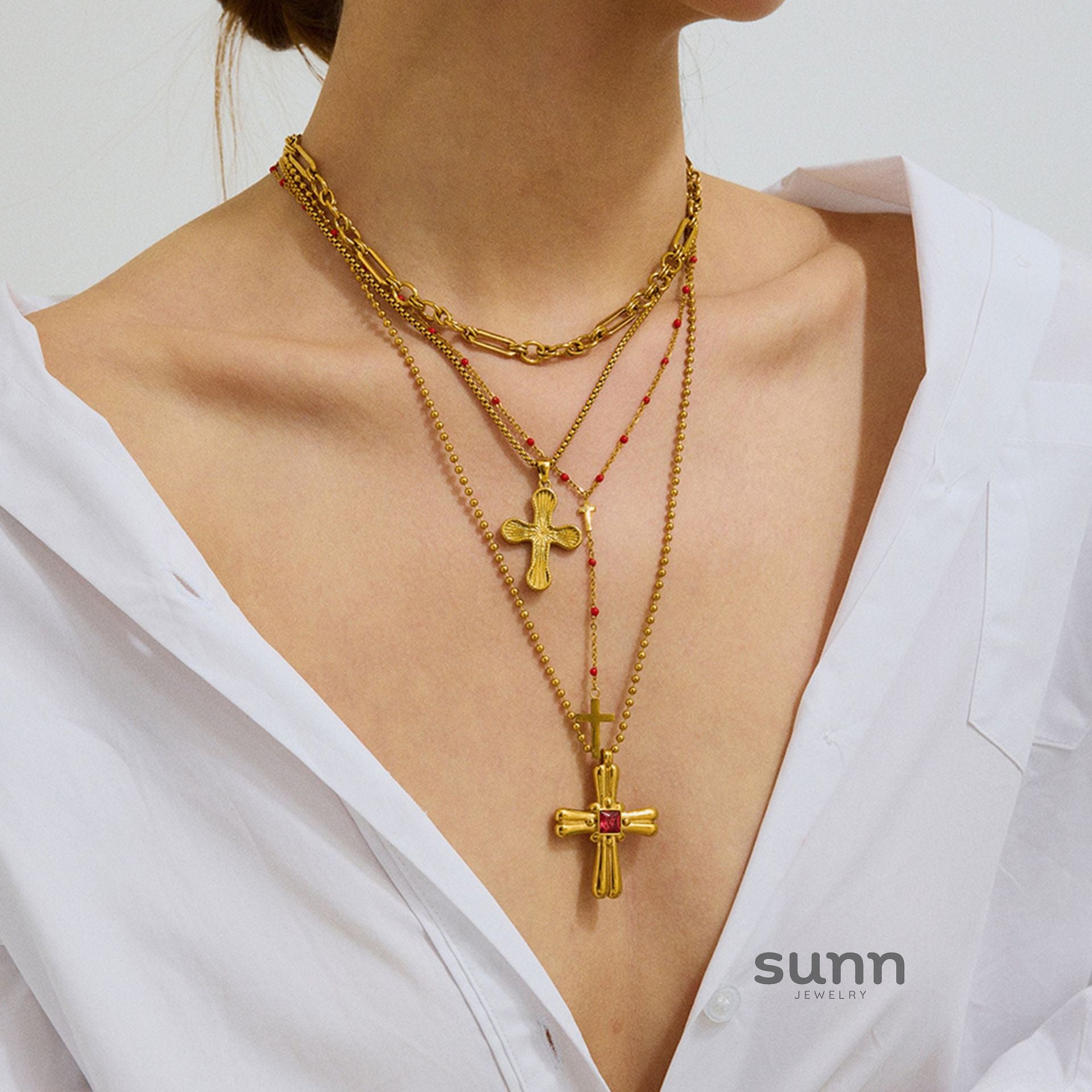 Tula Stainless Cross Necklace [YCIUC70X]