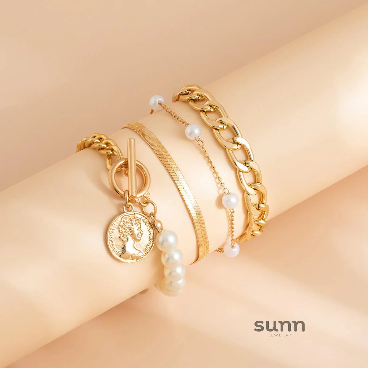 Tylah Layered Pearl Bracelet Set