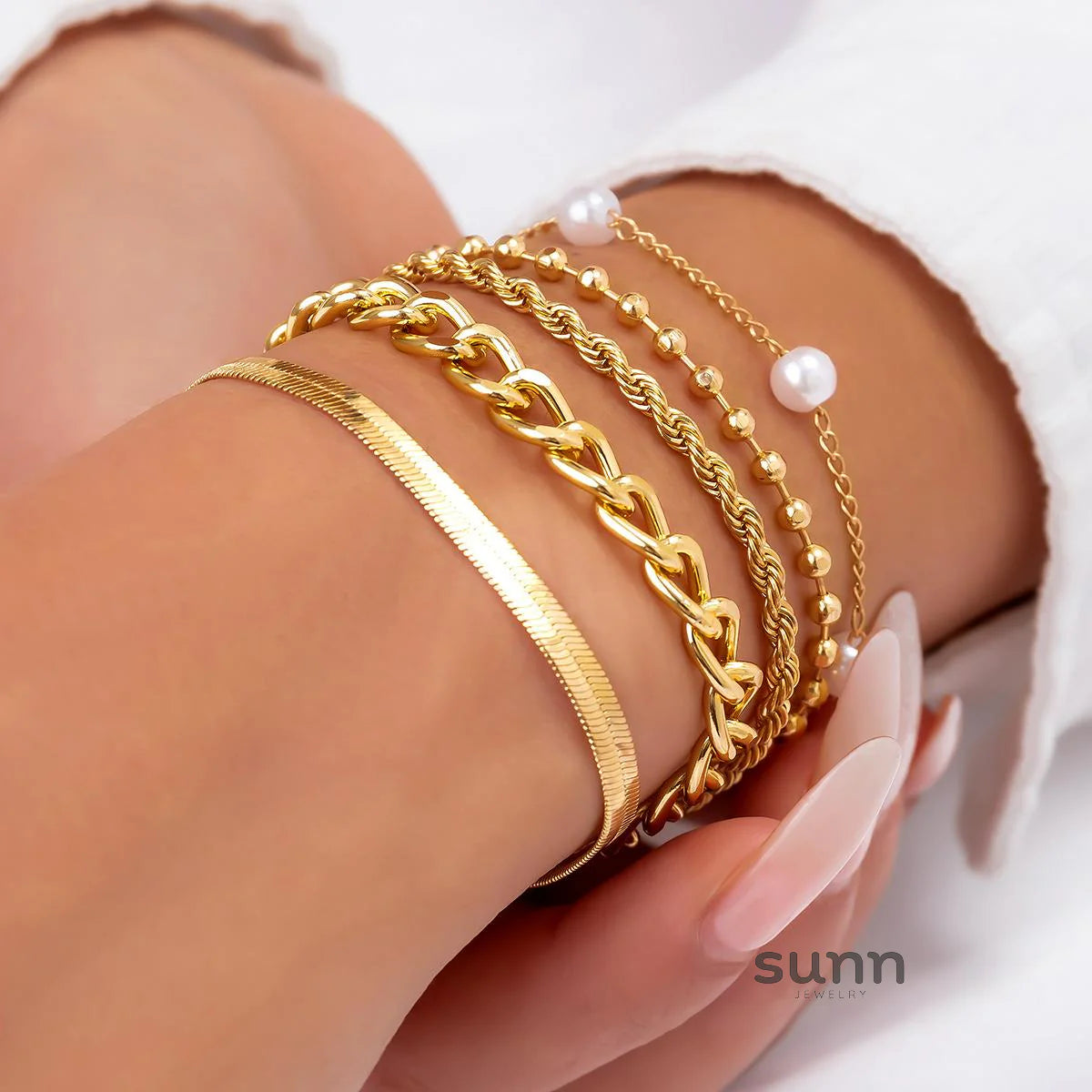 Tylah Layered Pearl Bracelet Set