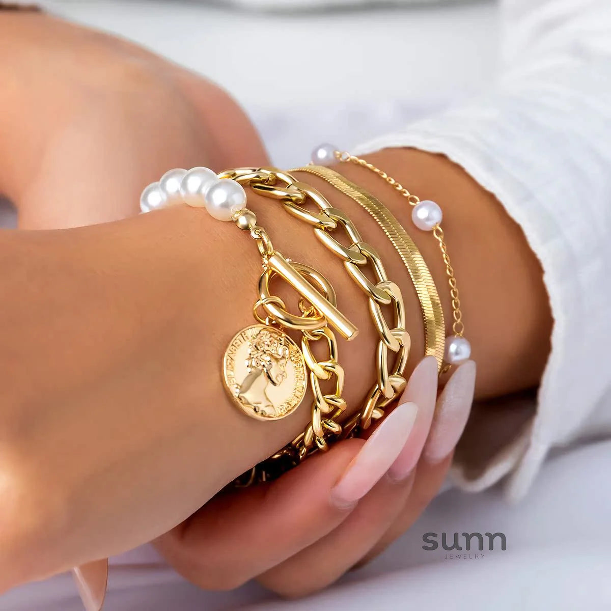 Tylah Layered Pearl Bracelet Set