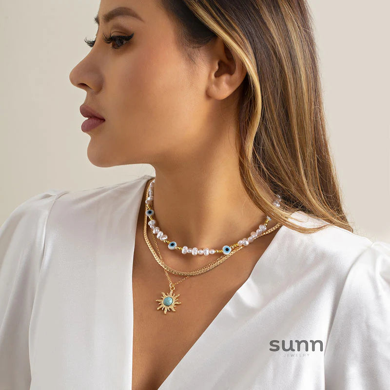 Tyleah Layered Pearl Necklace Set