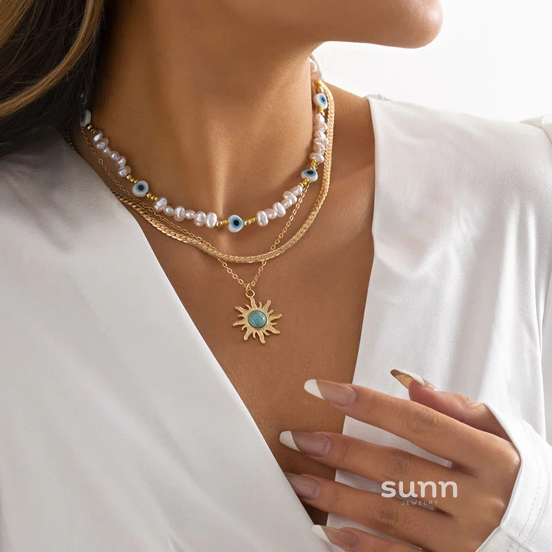 Tyleah Layered Pearl Necklace Set