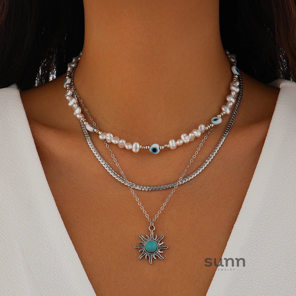 Tyleah Layered Pearl Necklace Set