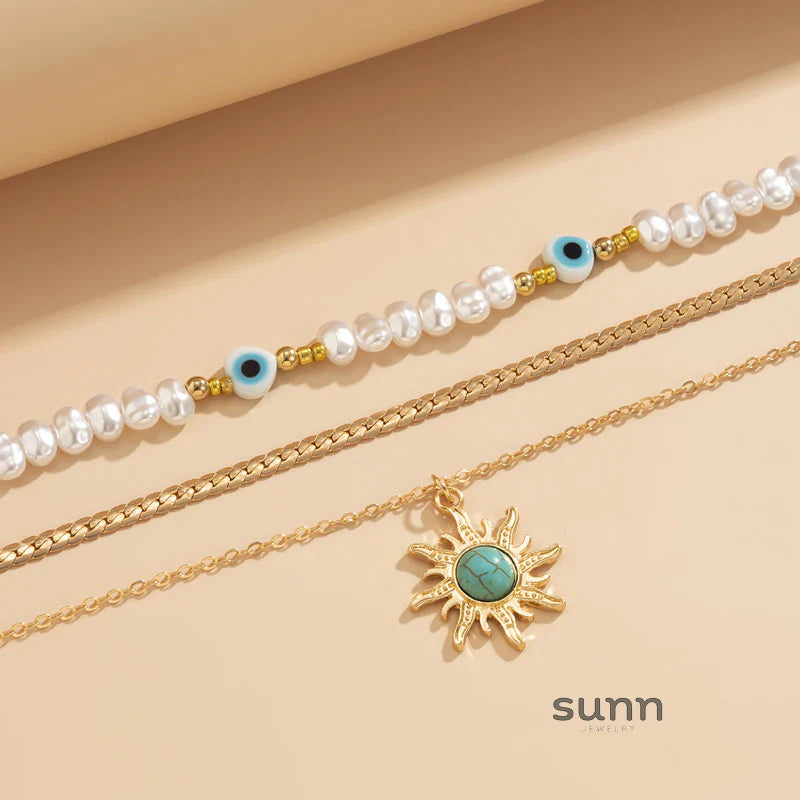 Tyleah Layered Pearl Necklace Set