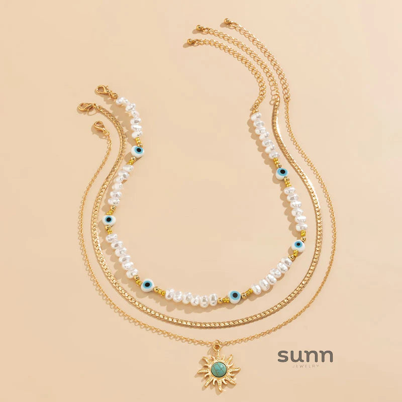 Tyleah Layered Pearl Necklace Set