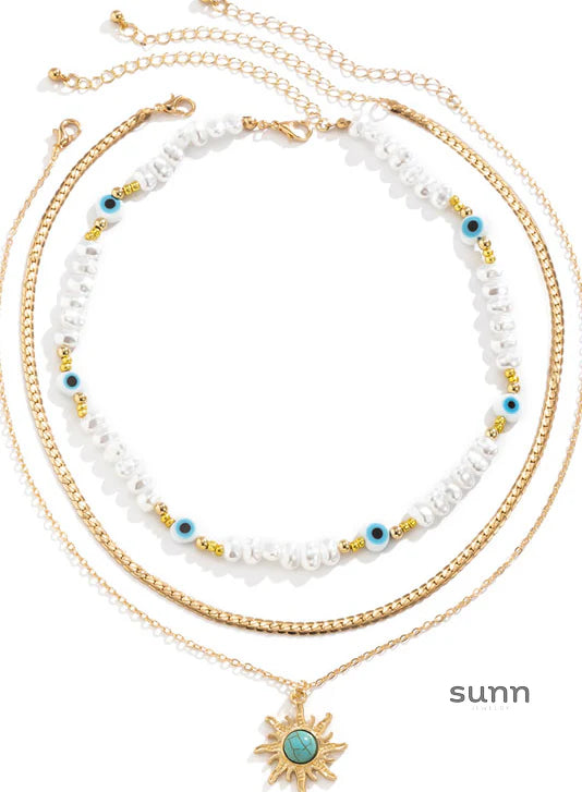 Tyleah Layered Pearl Necklace Set