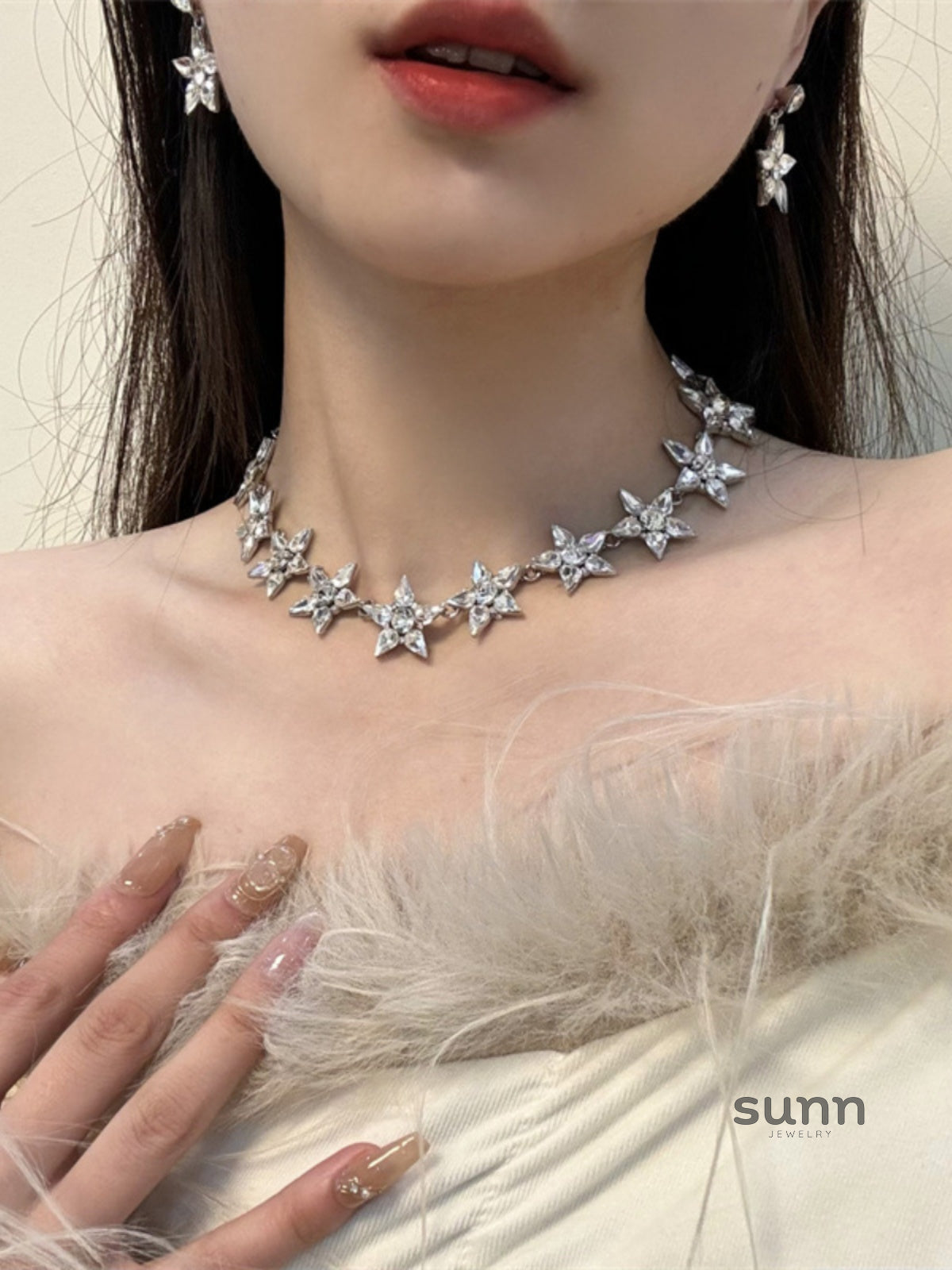 Tyleah Zircon Star Necklace Set [Y80NC8ZR]