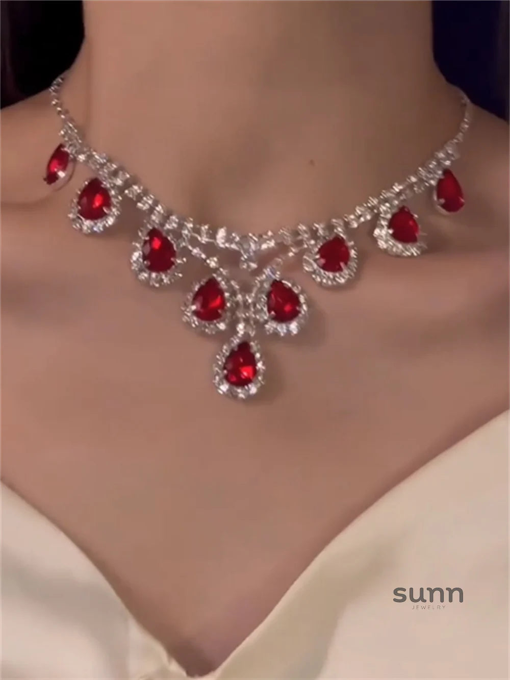 Tyra Ruby Crystal Necklace
