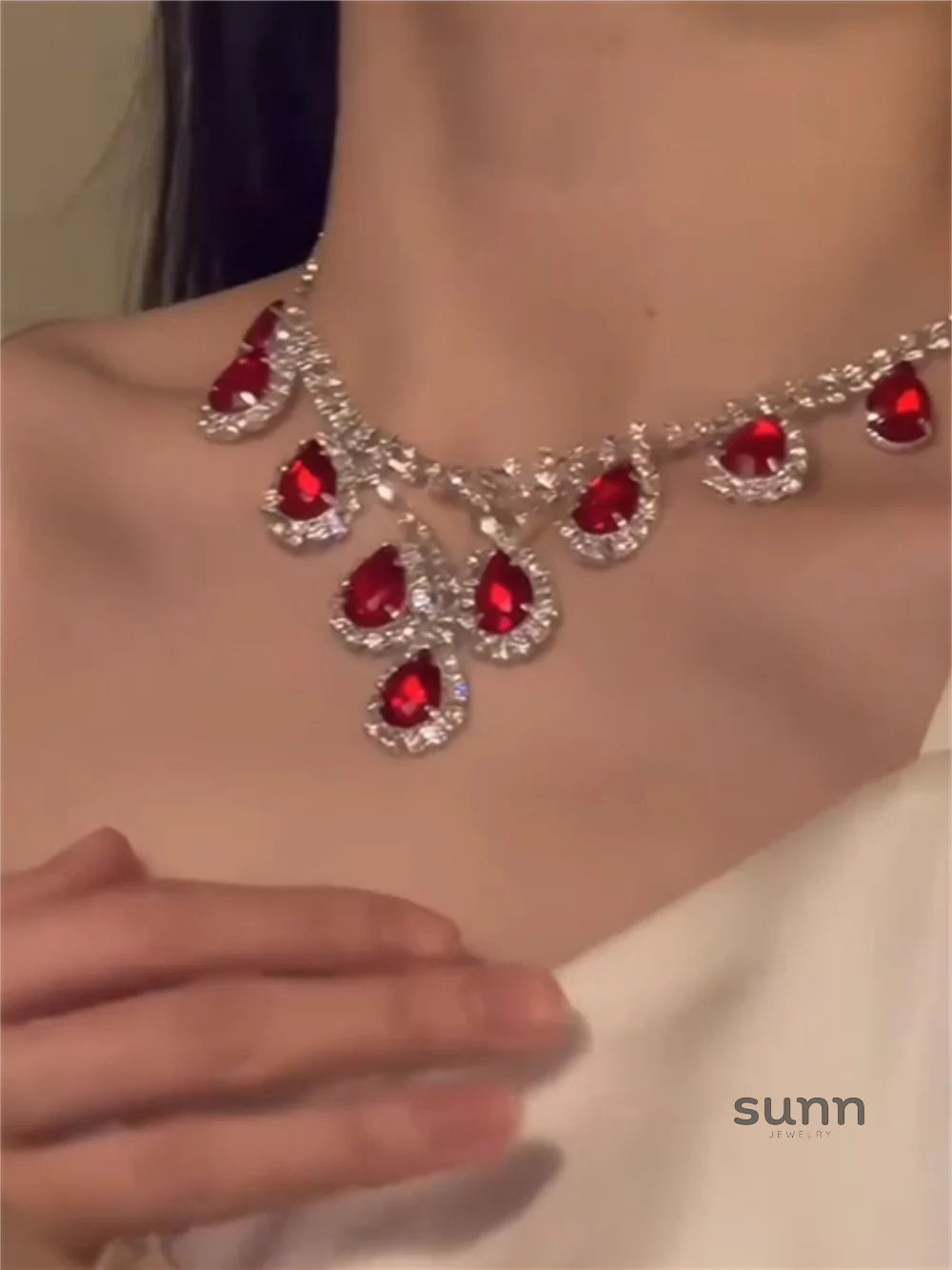 Tyra Ruby Crystal Necklace