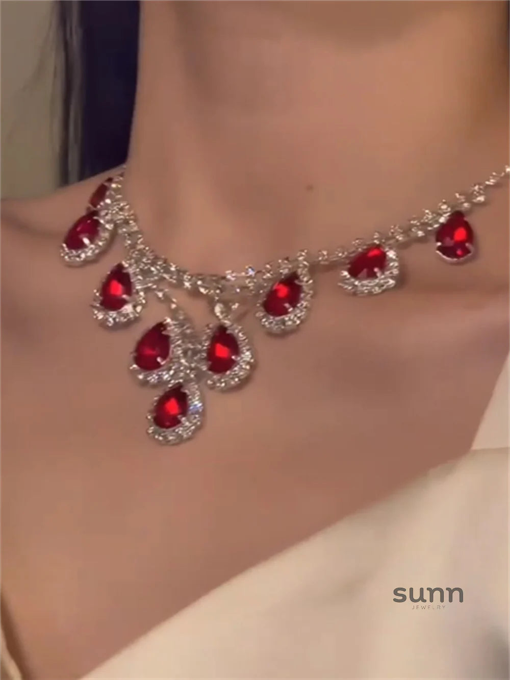 Tyra Ruby Crystal Necklace